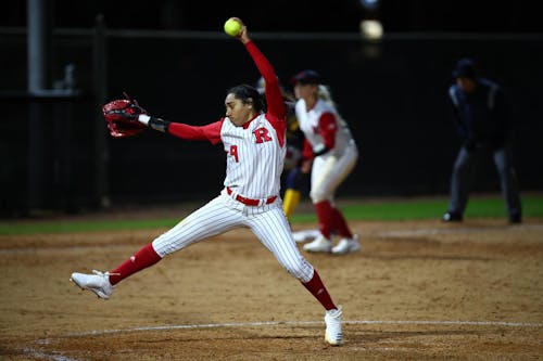 Graduate student pitcher Jaden Vickers pitched eight innings and allowed no runs in two games in the circle against Penn State this weekend, but the Rutgers softball team was swept by the Nittany Lions (23-13, 5-9). – Photo by AJ Henderson / ScarletKnights.com