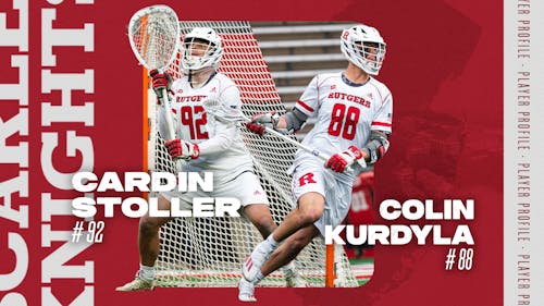Redshirt freshman goalkeeper Cardin Stoller and freshman midfielder Colin Kurdyla had excellent first seasons on the Banks and have bright futures with the Rutgers men's lacrosse team. – Photo by Elliot Dong