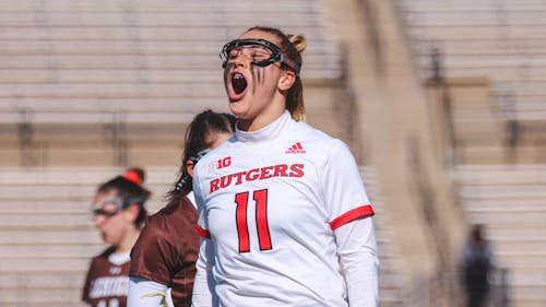 Graduate student attacker Taralyn Naslonski became the fourth player in Rutgers women’s lacrosse program history to reach 200 points in the team's win over Monmouth.  – Photo by Rutgers Scarlet Knights / Twitter